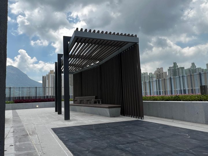 North Lantau Hospital composite wood grille trellis bench — photo 6