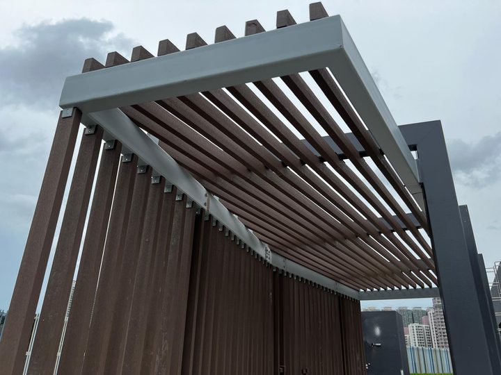 North Lantau Hospital composite wood grille trellis bench — photo 7