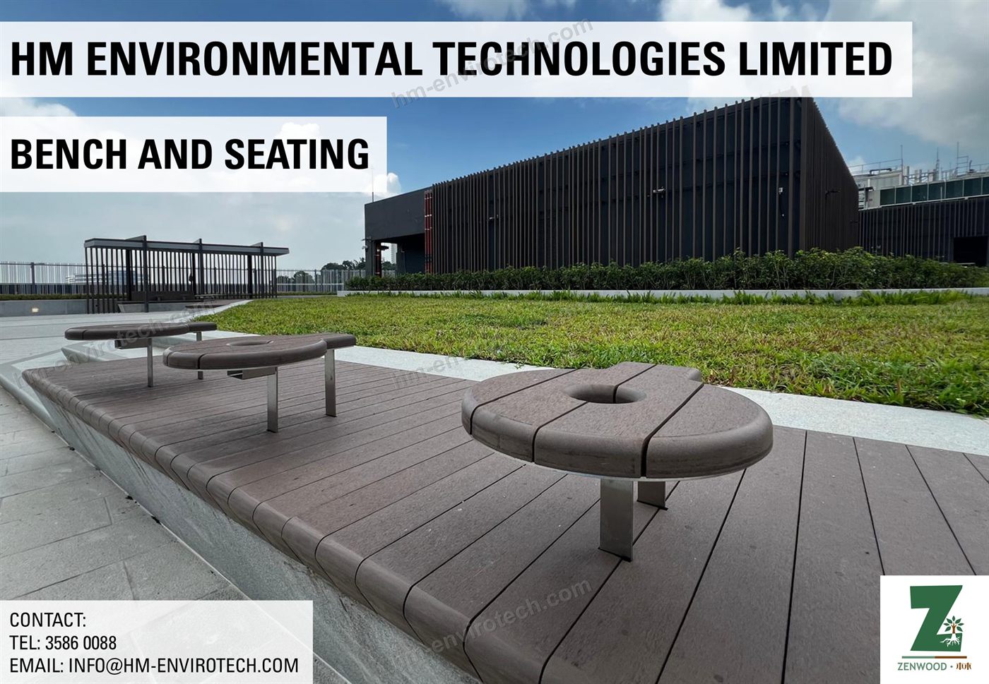 Bench and seating rooftop round tables