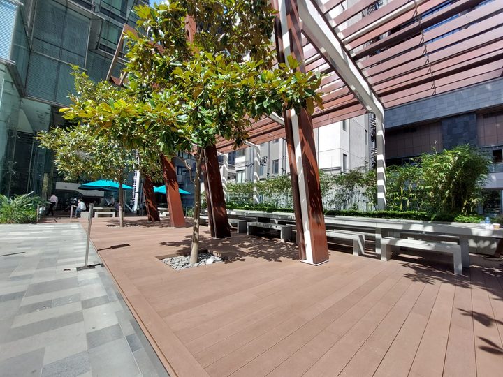 Private sector composite wood projects including Three Pacific Place decking